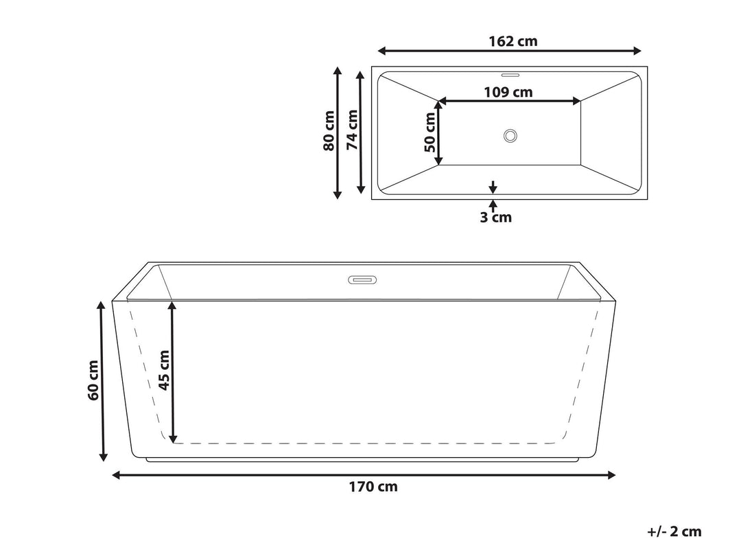 Freestanding Bath 1700 mm x 800 mm Black Gocta