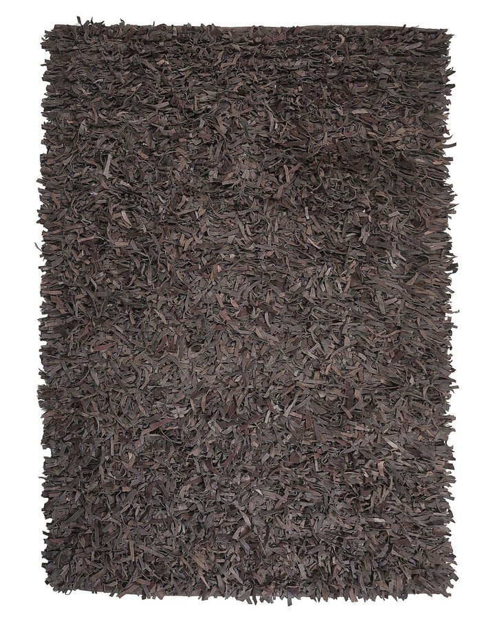 Leather Area Rug 140 x 200 cm Dark Brown Mut