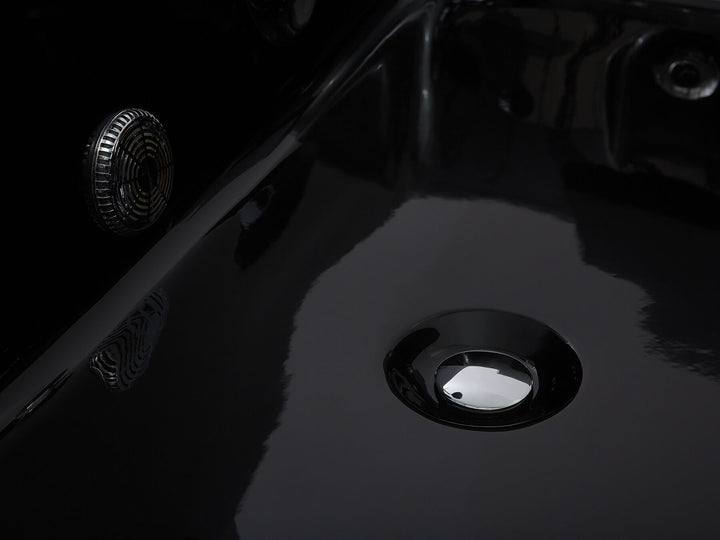 Right Hand Whirlpool Bath with LED 1830 x 900 mm Black Varadero