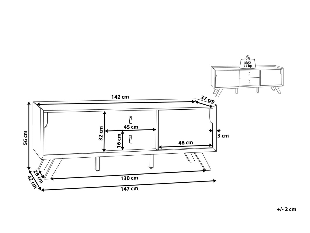 TV Stand Light Wood with White Acton