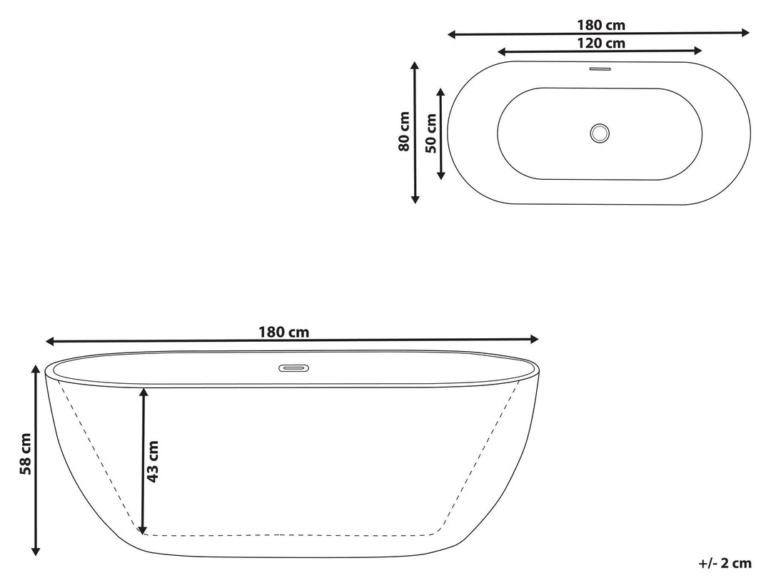 Freestanding Bath 1800 x 800 mm White Carrera