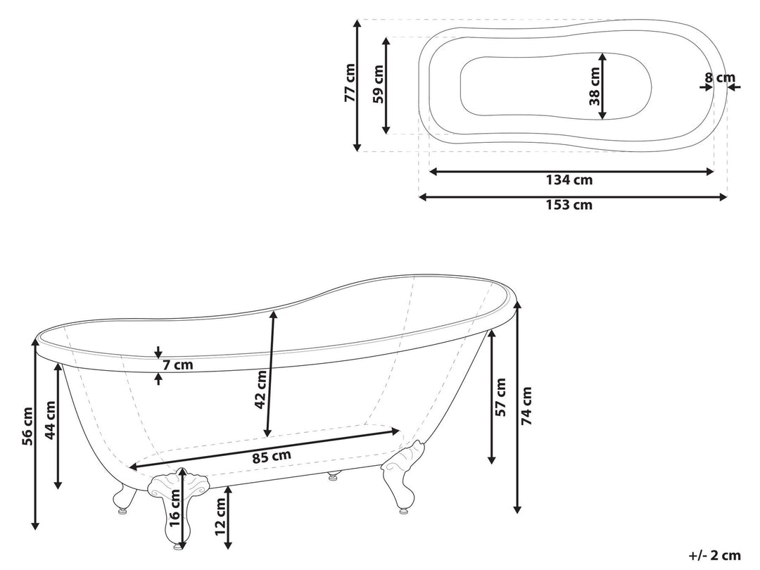 Freestanding Bath 1530 x 770 mm White Cayman