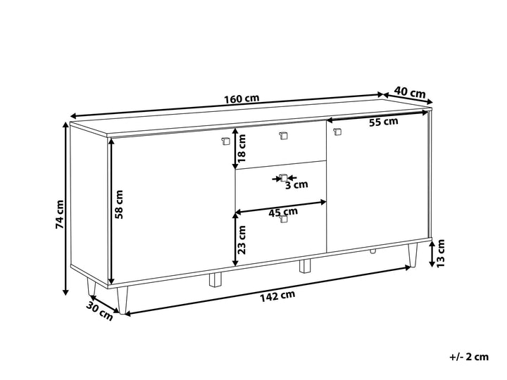 3 Drawer Sideboard Black with Dark Wood Kuro