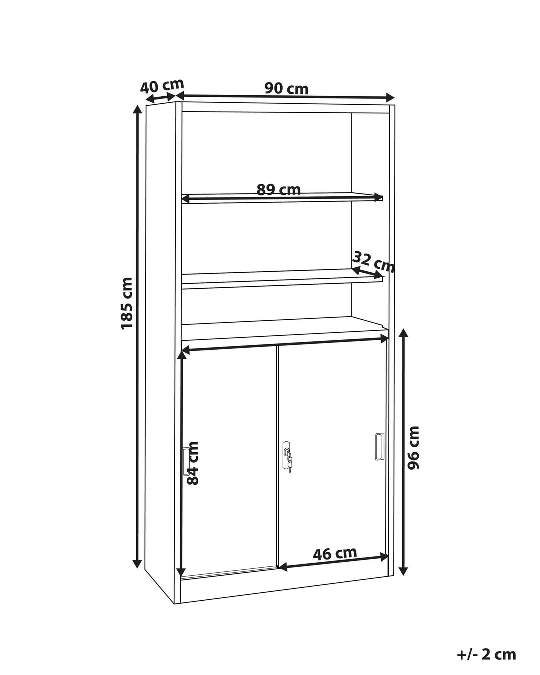 2 Door Storage Cabinet with Shelves White Muscovite