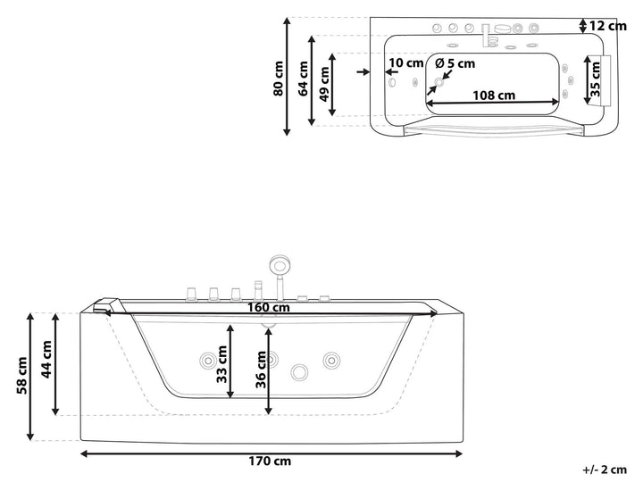 Right Hand Whirlpool Corner Bath 1700 x 800 mm White Puquio