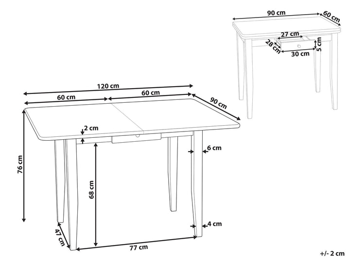 4 Seater Extending Dining Table Dark Wood Boswell