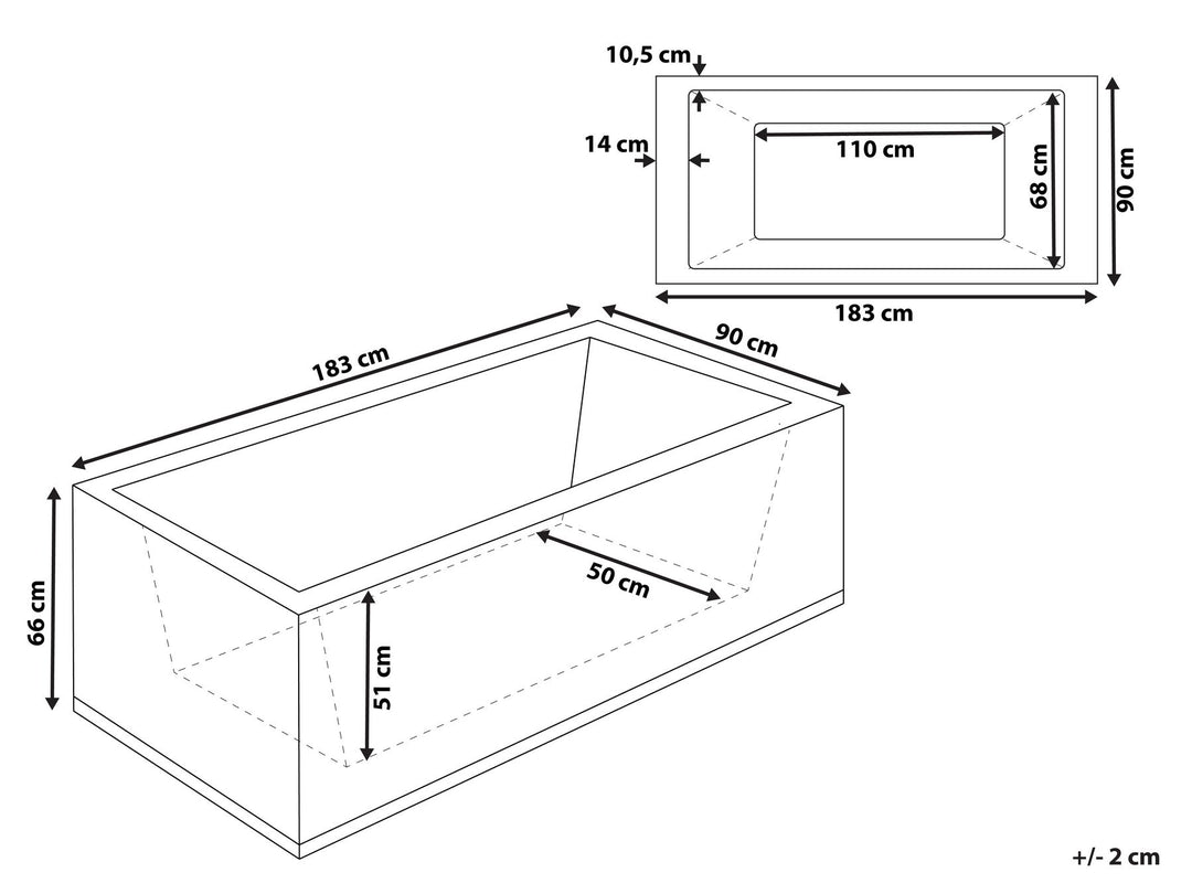 Left Hand Whirlpool Bath with LED 1830 x 900 mm White Varadero