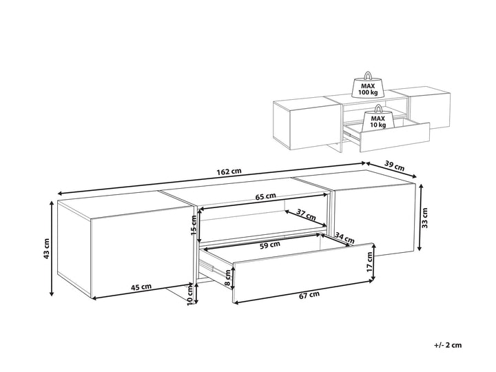 TV Stand LED Concrete Effect with White Russel