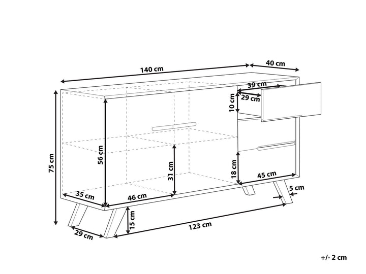 3 Drawer Sideboard White and Light Wood Forester