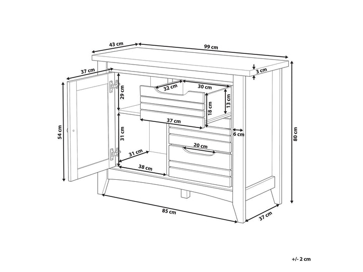 3 Drawer Sideboard Light Wood Agora