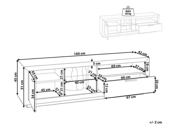 TV Stand LED Light Wood and Black Marana