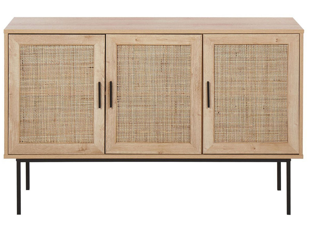 Rattan 3 Door Sideboard Light Wood Pasco