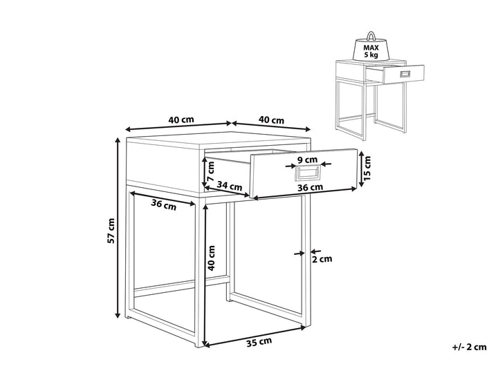 1 Drawer Side Table Black Largo