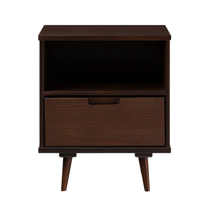 1 Drawer Solid Wood Side Table Walnut Dolores