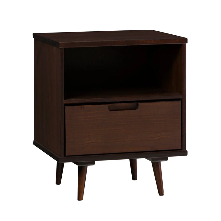 1 Drawer Solid Wood Side Table Walnut Dolores