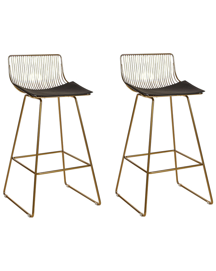 Bar Chair Set of 2 Metal Gold Fredonia