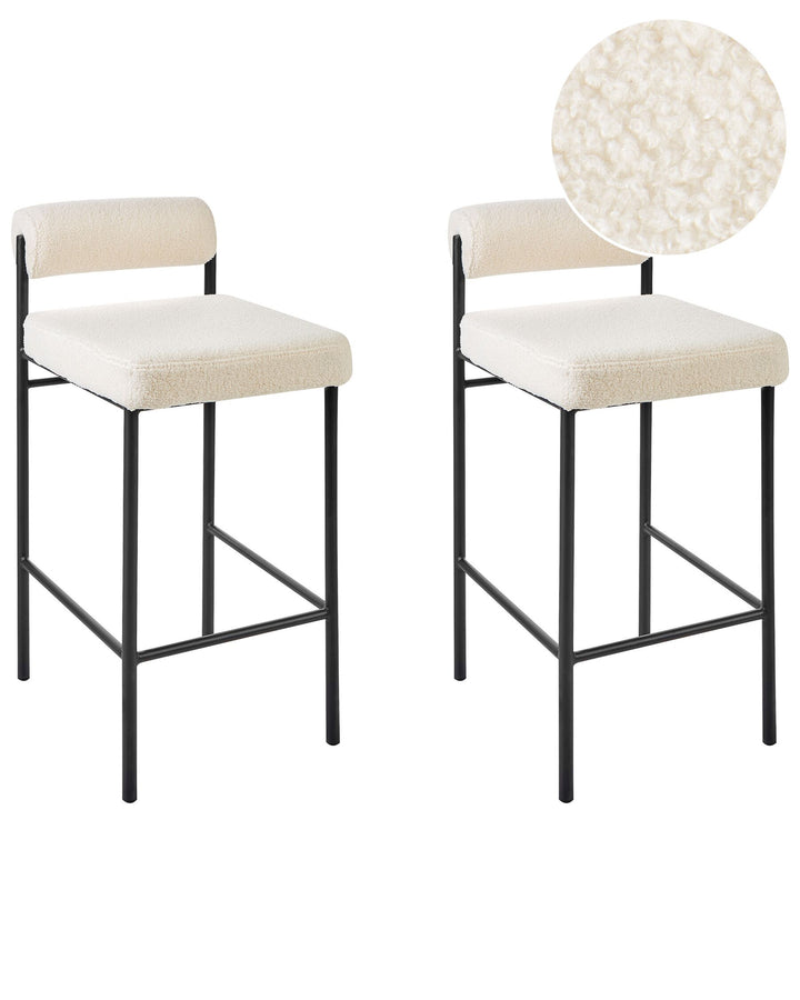 Bar Chair Set of 2 Boucle Off-White Amaya