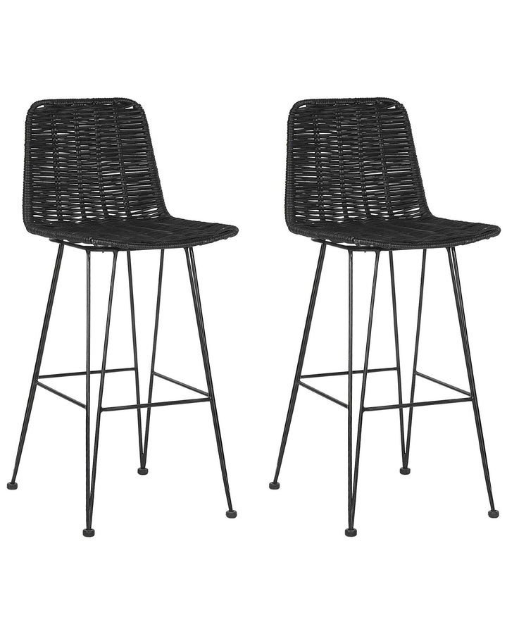 Bar Chair Set of 2 Rattan Black Cassita