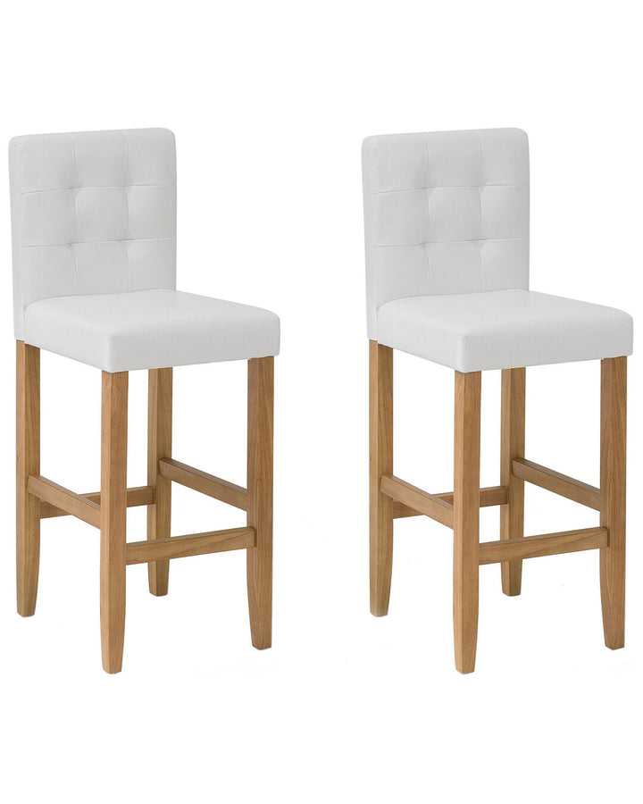 Bar Chair Set of 2 Faux Leather Off-White Madison