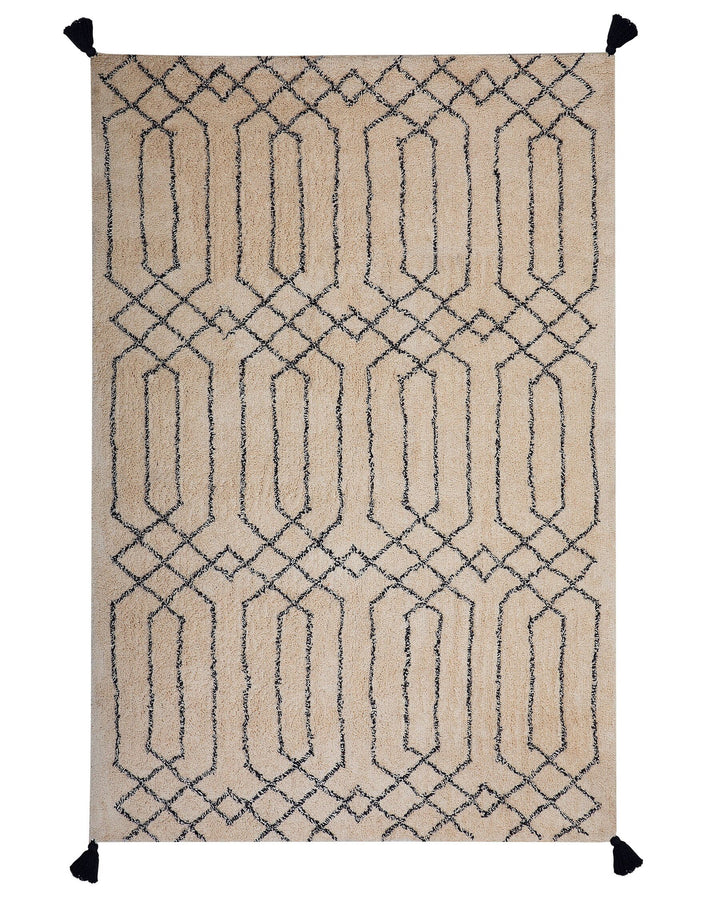 Shaggy Area Rug 160 x 230 cm Beige and Black Maltepe