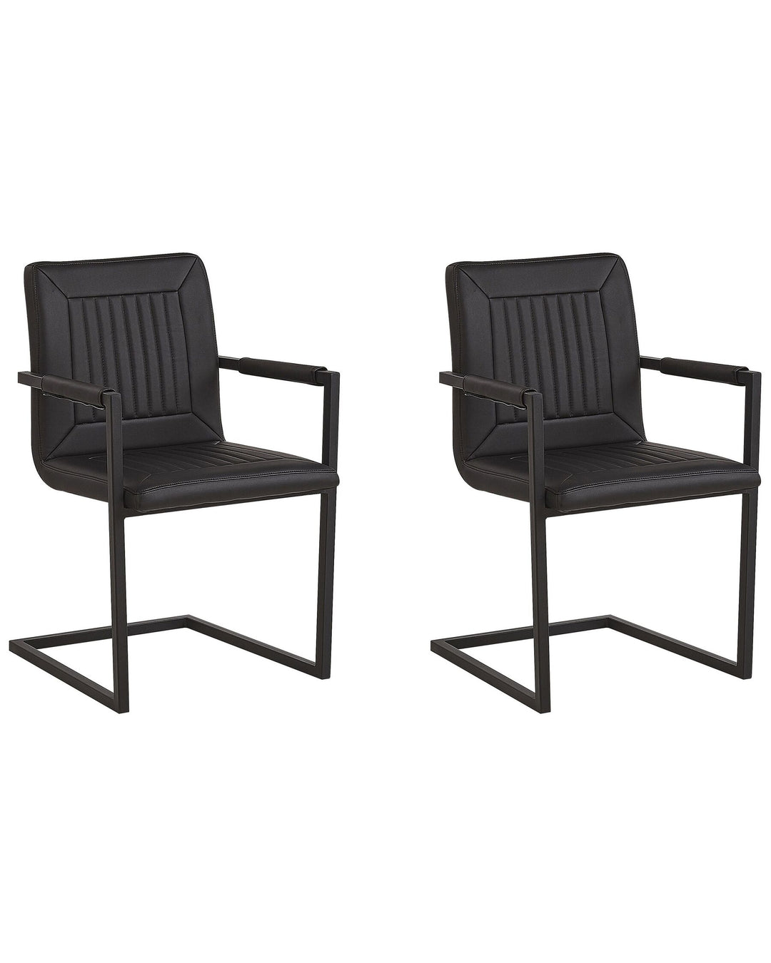 Set of 2 Faux Leather Dining Chair Cantilever Chair Black Brandol