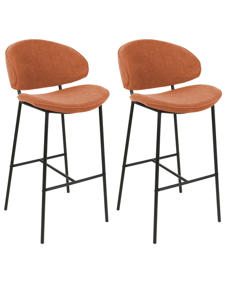 Bar Chair Set of 2 Fabric Orange Kiana