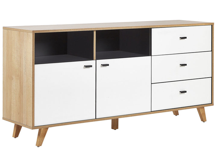 3 Drawer Sideboard Light Wood with White Ilion