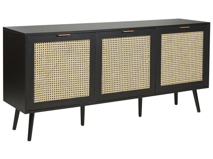 Rattan 3 Door Sideboard Black Opoco