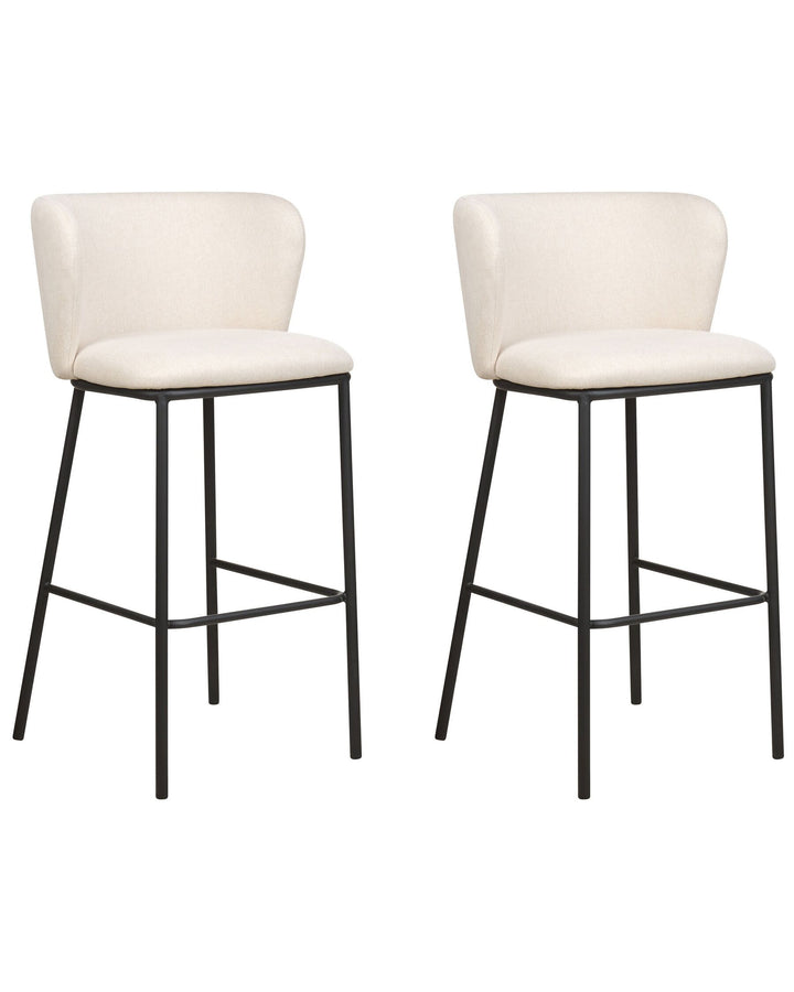 Bar Chair Set of 2 Fabric Off-White Mina