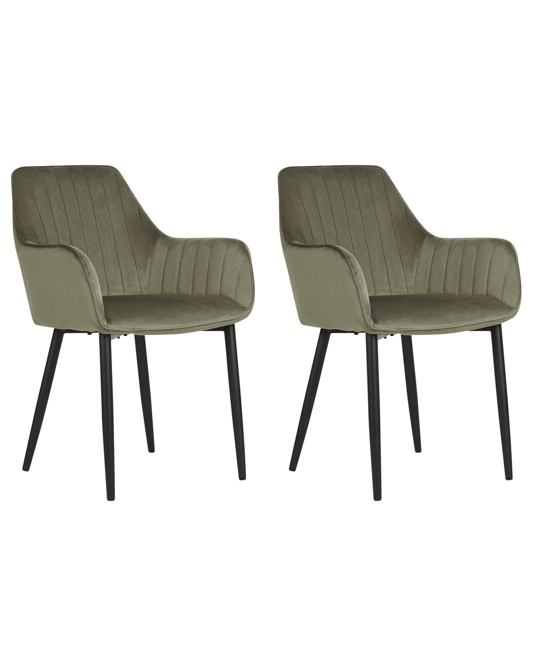 Dining Chair Set of 2 Velvet Olive Green Wellston