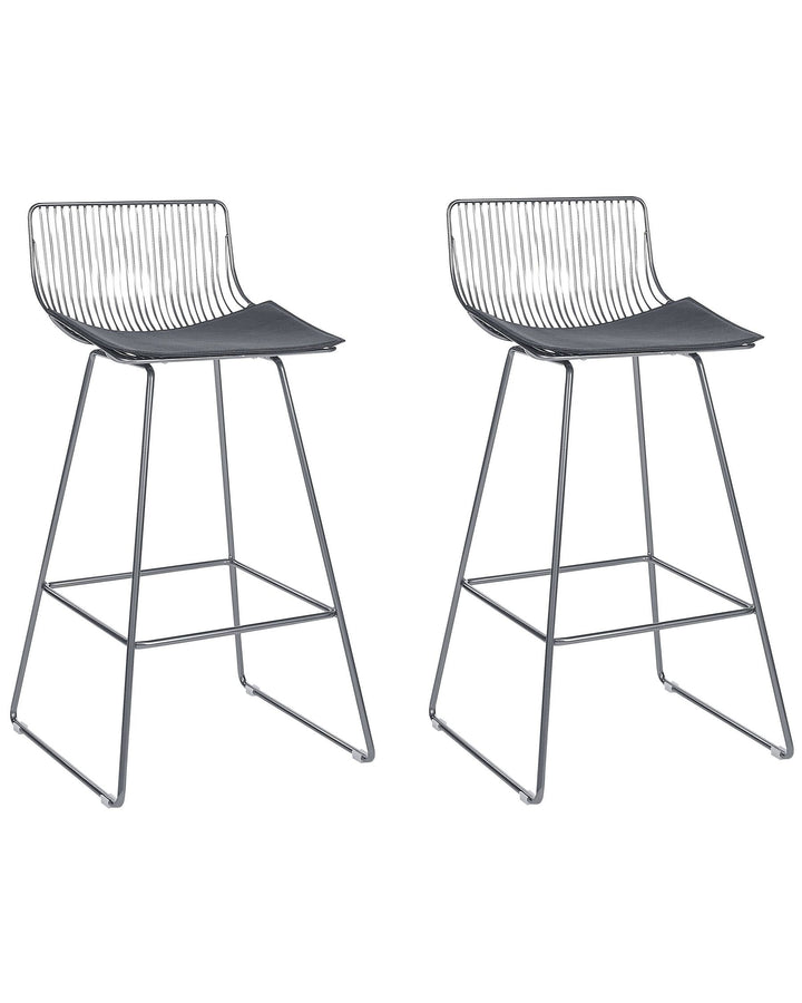 Bar Chair Set of 2 Metal Silver Fredonia