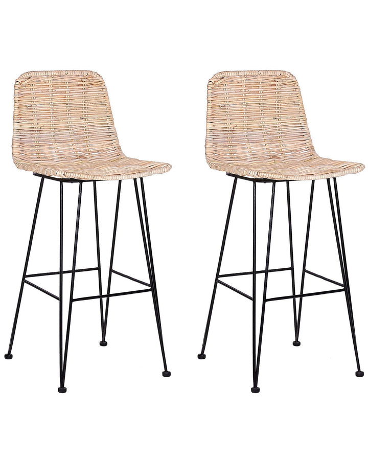 Bar Chair Set of 2 Rattan Natural Cassita