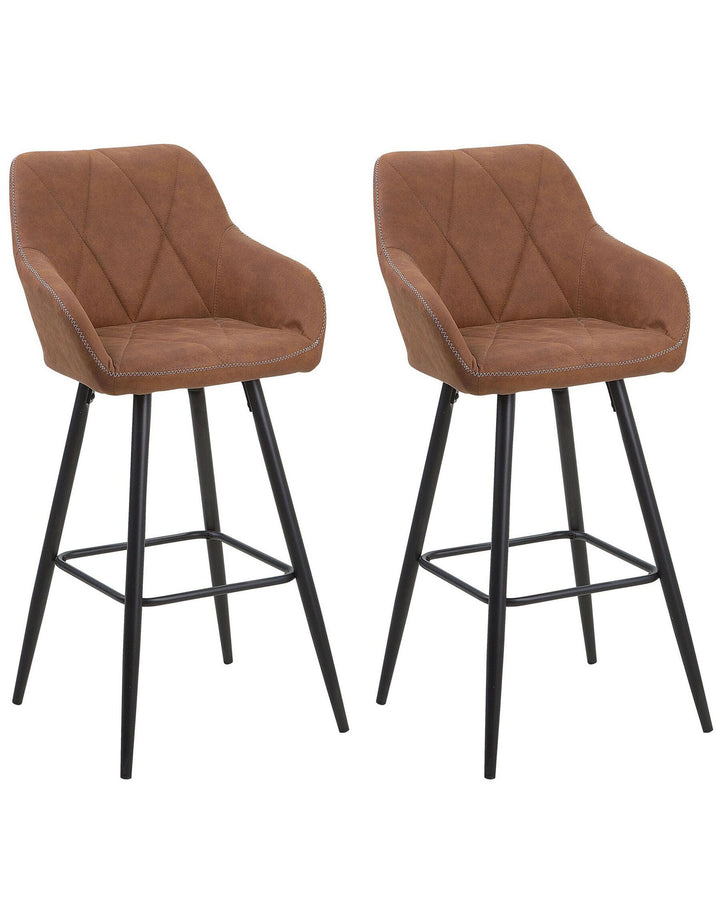 Bar Chair Set of 2 Fabric Golden Brown Darien