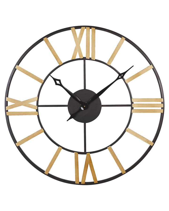 Iron Skeleton Wall Clock ø 80 cm Black and Gold Valsot