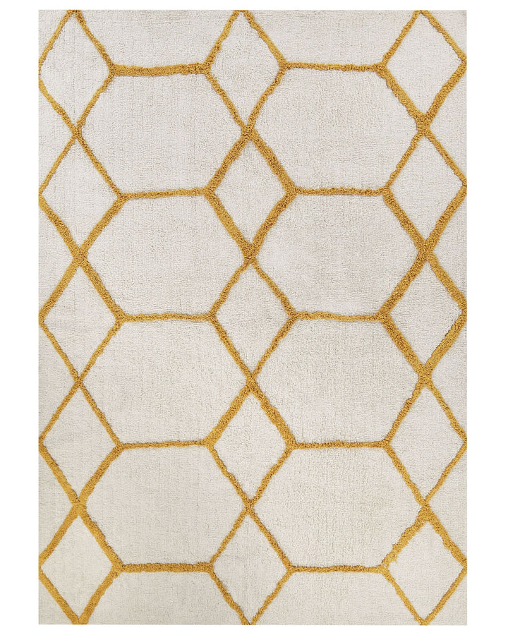 Shaggy Cotton Area Rug 160 x 230 cm Off-White and Yellow Beyler