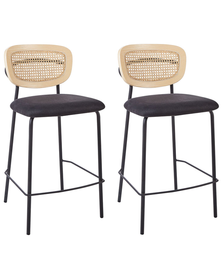 Bar Chair Set of 2 Fabric Black Mayetta