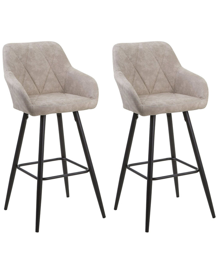 Bar Chair Set of 2 Fabric Beige Darien