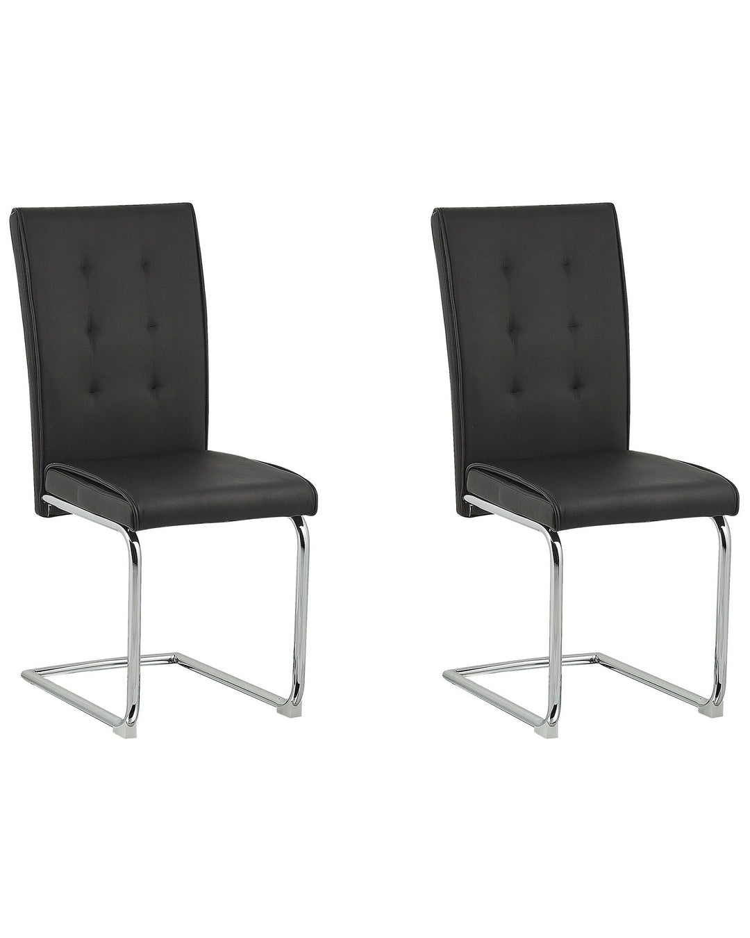 Set of 2 Faux Leather Dining Chair Cantilever Chair Black Rovard