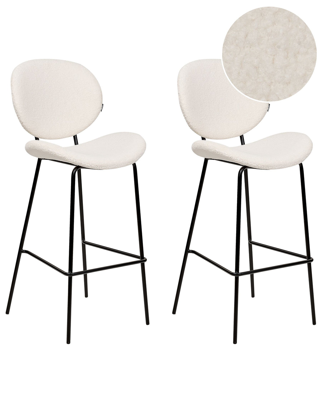 Bar Chair Set of 2 Boucle White Luana