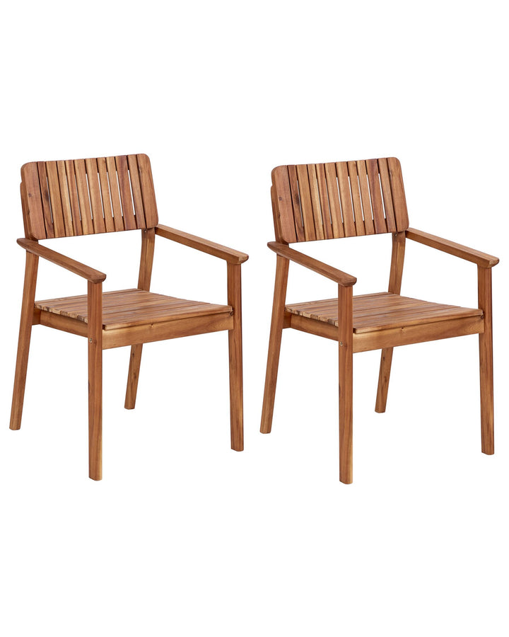 Set of 2 Acacia Wood Garden Chairs Light Agello