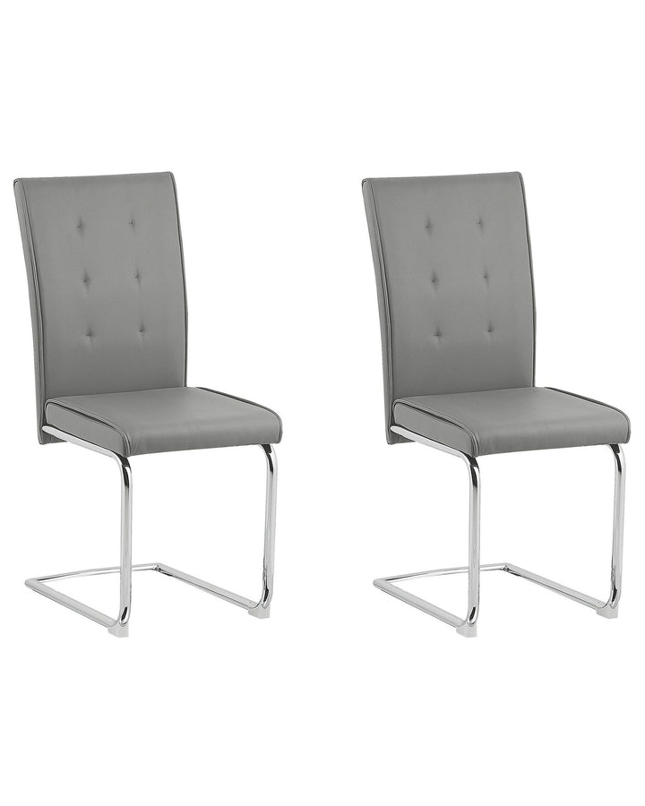 Set of 2 Faux Leather Dining Chair Cantilever Chair Grey Rovard