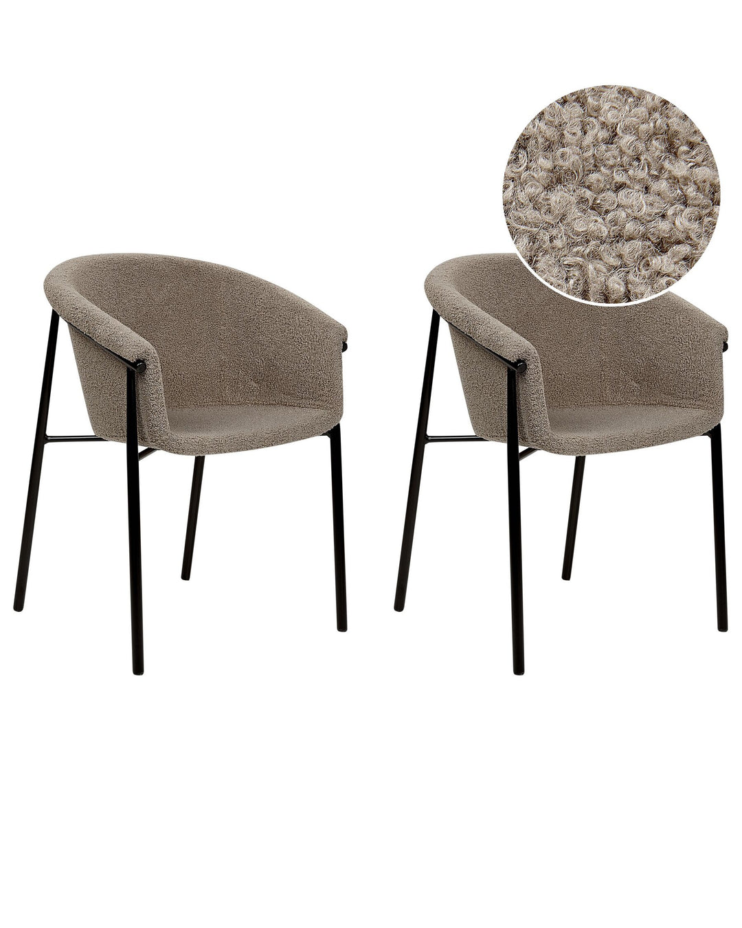 Dining Chair Set of 2 Boucle Taupe Ames