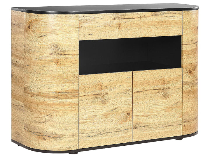 4 Door Sideboard Light Wood and Black Jerome