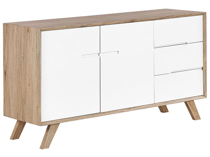 3 Drawer Sideboard White and Light Wood Forester