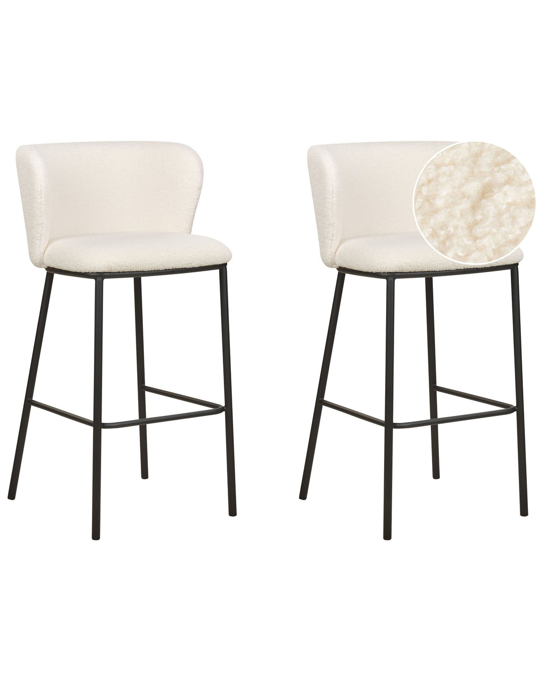 Bar Chair Set of 2 Boucle White Mina