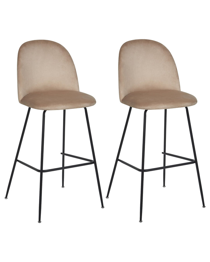 Bar Chair Set of 2 Velvet Taupe Arcola