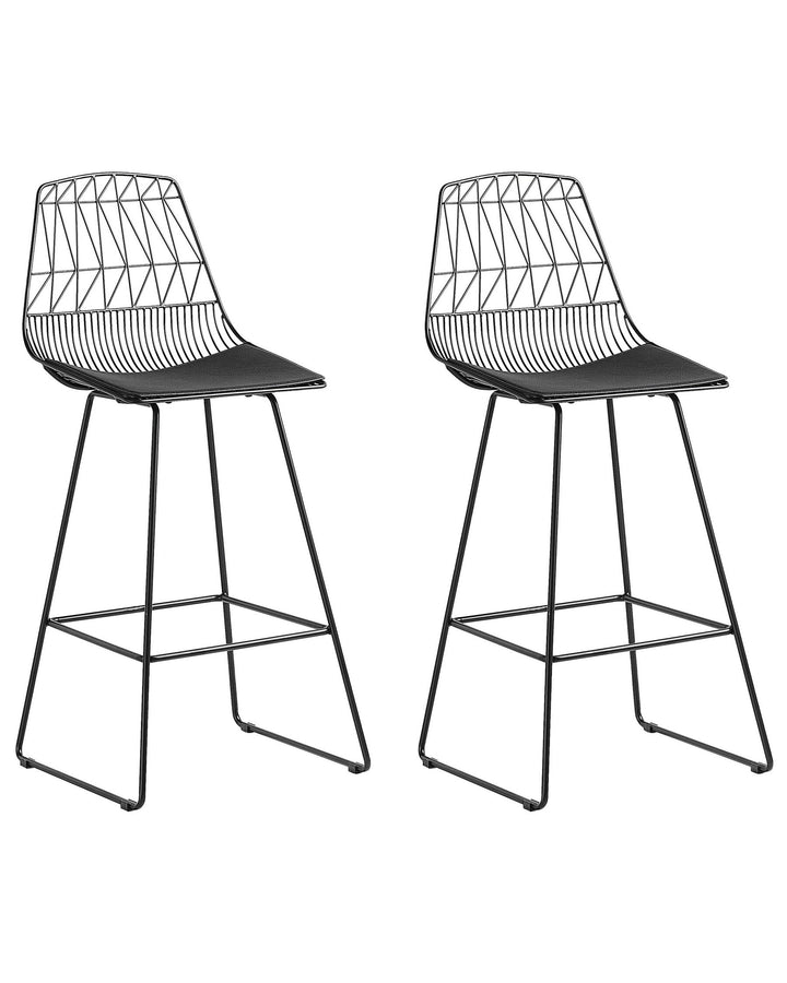 Bar Chair Set of 2 Metal Black Preston