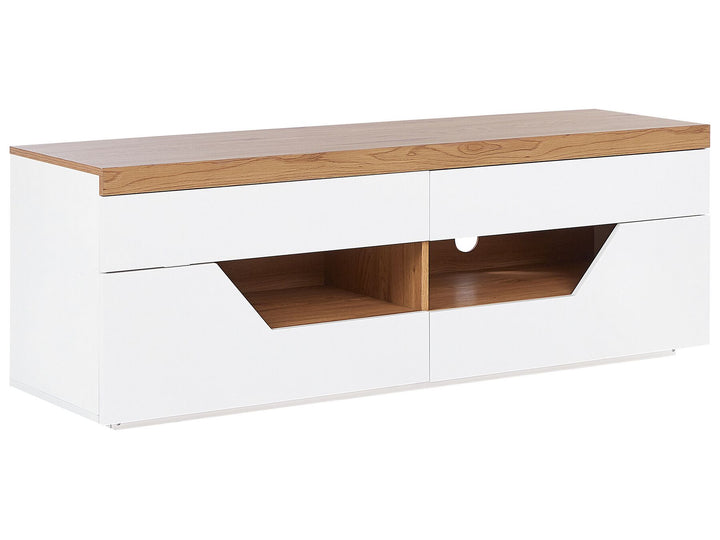 TV Stand White with Light Wood Cheval