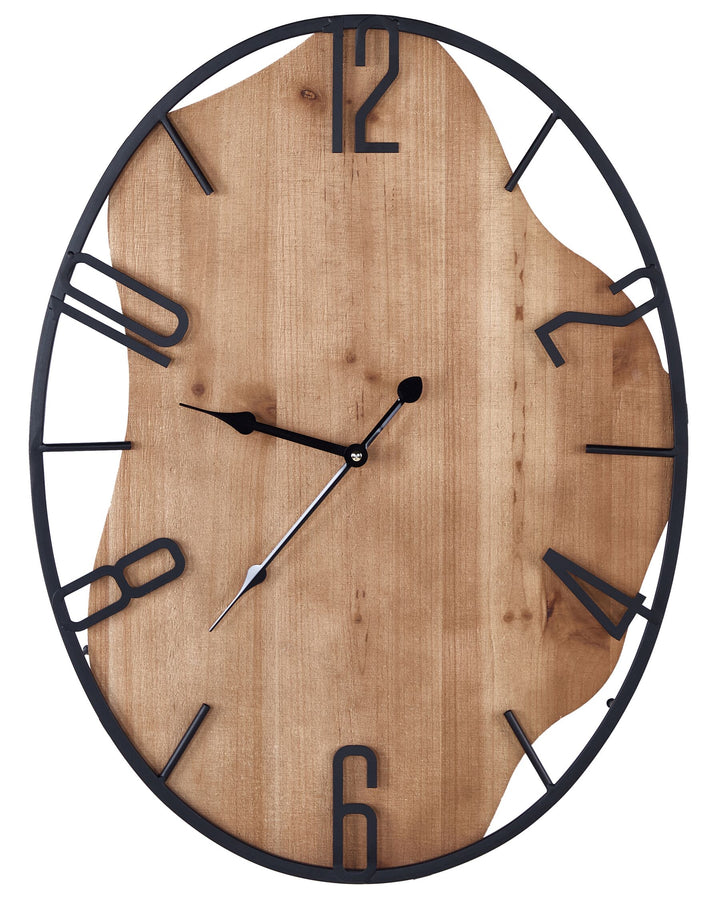 Iron Wall Clock 46 x 60 cm Light Wood with Black Meynes