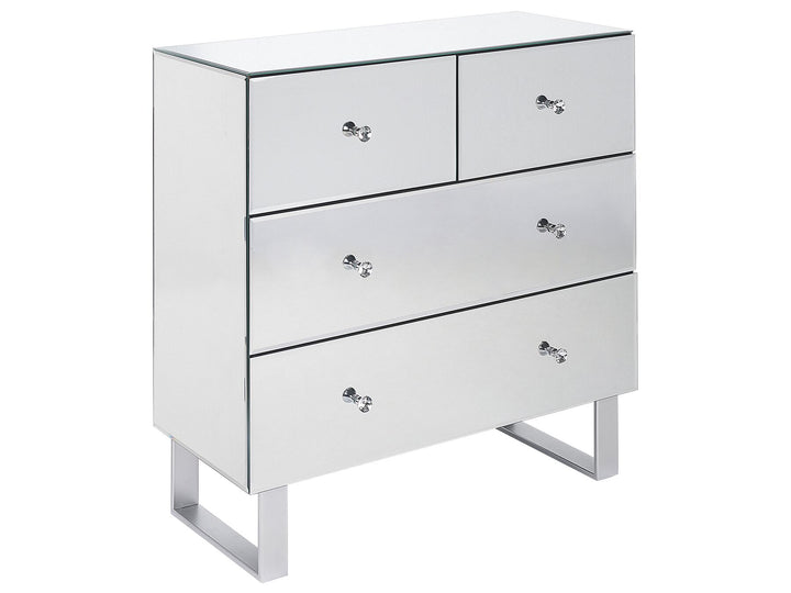 4 Drawer Mirrored Chest Silver Nesle